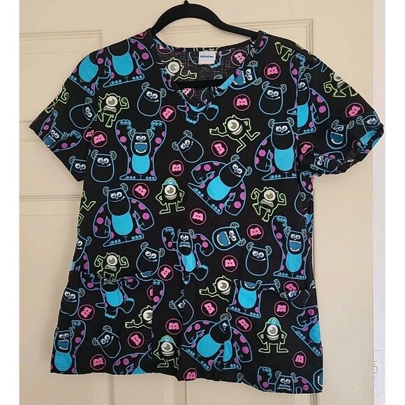 Disney Scrub Shirt Front Pockets - Monsters Inc Medium EUC - Picture 1 of 6